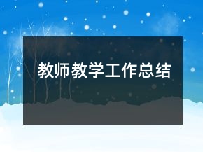 教師教學(xué)工作總結(jié)