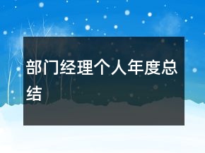 部門經(jīng)理個(gè)人年度總結(jié)