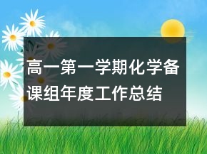 高一第一學(xué)期化學(xué)備課組年度工作總結(jié)
