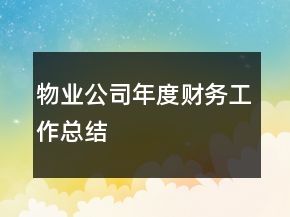 物業(yè)公司年度財(cái)務(wù)工作總結(jié)