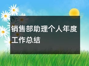 銷售部助理個(gè)人年度工作總結(jié)