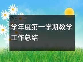 學(xué)年度第一學(xué)期教學(xué)工作總結(jié)