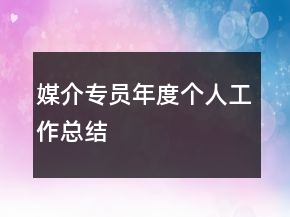 媒介專員年度個人工作總結