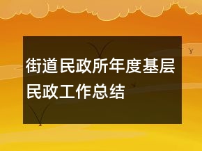 街道民政所年度基層民政工作總結(jié)