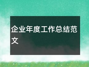 企業(yè)年度工作總結(jié)范文