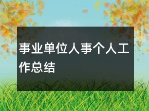 事業(yè)單位人事個(gè)人工作總結(jié)