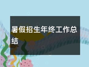 暑假招生年終工作總結(jié)