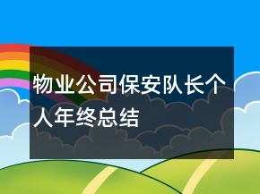 物業(yè)公司保安隊長個人年終總結(jié)