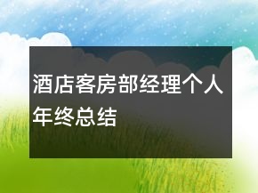 酒店客房部經(jīng)理個(gè)人年終總結(jié)