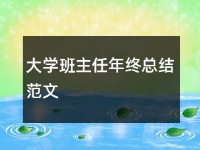 大學班主任年終總結范文