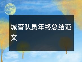 城管隊(duì)員年終總結(jié)范文