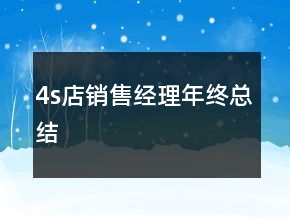 4s店銷售經(jīng)理年終總結(jié)