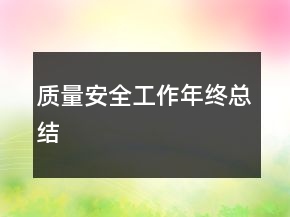 質(zhì)量安全工作年終總結(jié)