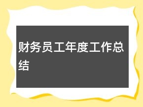 財(cái)務(wù)員工年度工作總結(jié)
