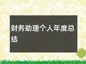財(cái)務(wù)助理個(gè)人年度總結(jié)