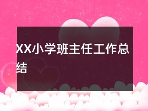 XX小學(xué)班主任工作總結(jié)