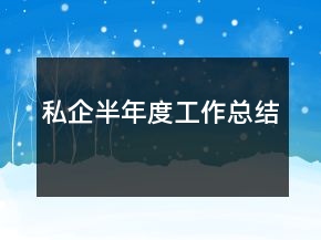 私企半年度工作總結(jié)