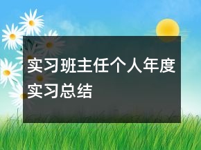 實習(xí)班主任個人年度實習(xí)總結(jié)