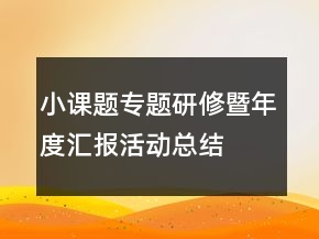 小課題專(zhuān)題研修暨年度匯報(bào)活動(dòng)總結(jié)