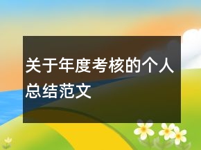 關于年度考核的個人總結范文