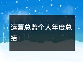 運(yùn)營總監(jiān)個(gè)人年度總結(jié)
