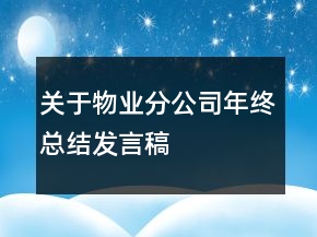 關(guān)于物業(yè)分公司年終總結(jié)發(fā)言稿