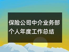 保險公司中介業(yè)務部個人年度工作總結