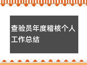 查驗員年度稽核個人工作總結(jié)