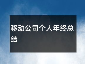 移動公司個人年終總結(jié)