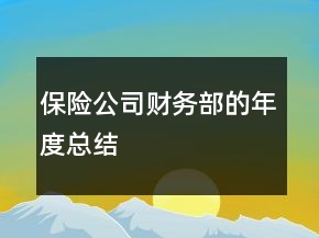 保險(xiǎn)公司財(cái)務(wù)部的年度總結(jié)