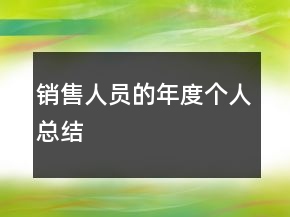 銷售人員的年度個人總結
