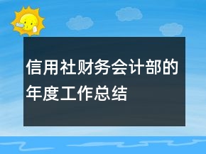 信用社財(cái)務(wù)會(huì)計(jì)部的年度工作總結(jié)
