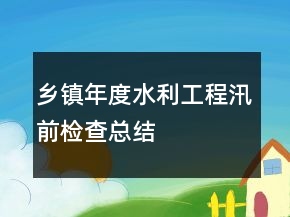 鄉(xiāng)鎮(zhèn)年度水利工程汛前檢查總結