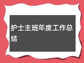 護士主班年度工作總結
