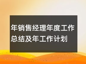 年銷售經理年度工作總結及年工作計劃