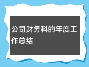 公司財務(wù)科的年度工作總結(jié)
