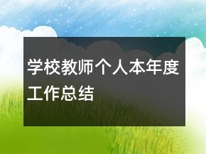 學校教師個人本年度工作總結