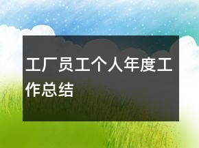 工廠員工個(gè)人年度工作總結(jié)