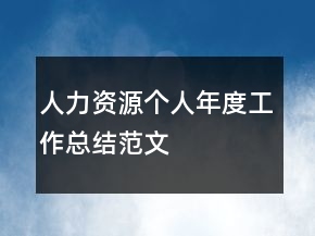 人力資源個人年度工作總結范文