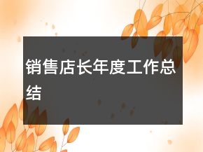 銷售店長年度工作總結(jié)
