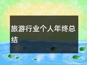 旅游行業(yè)個(gè)人年終總結(jié)