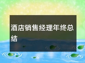 酒店銷售經(jīng)理年終總結(jié)