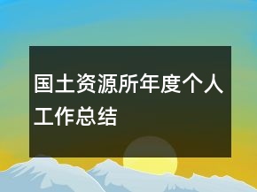 國(guó)土資源所年度個(gè)人工作總結(jié)