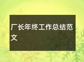 廠長年終工作總結(jié)范文