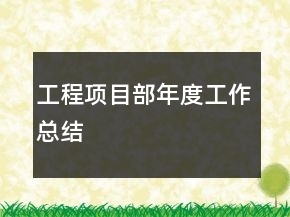 工程項(xiàng)目部年度工作總結(jié)