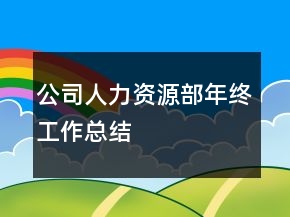 公司人力資源部年終工作總結(jié)