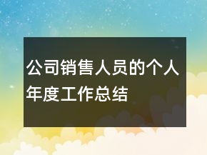 公司銷(xiāo)售人員的個(gè)人年度工作總結(jié)