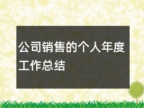 公司銷售的個人年度工作總結
