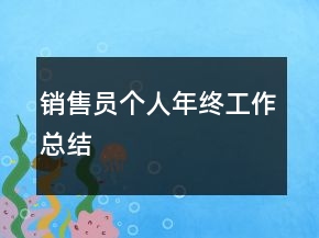 銷售員個人年終工作總結