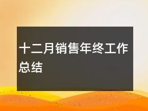 十二月銷售年終工作總結(jié)